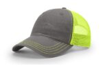 Richardson-111-Garment-Washed-Trucker-Charcoal-Neonyellow