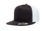 Yupoong-6006-Flat-Bill-Trucker-Black-White