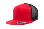 Yupoong-6006-Flat-Bill-Trucker-Red-Black